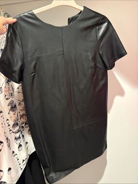 Very J Black Faux Leather Short-Sleeve Tunic